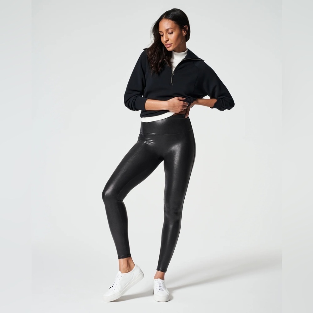 SPANX Shiny Black Faux Leather Leggings